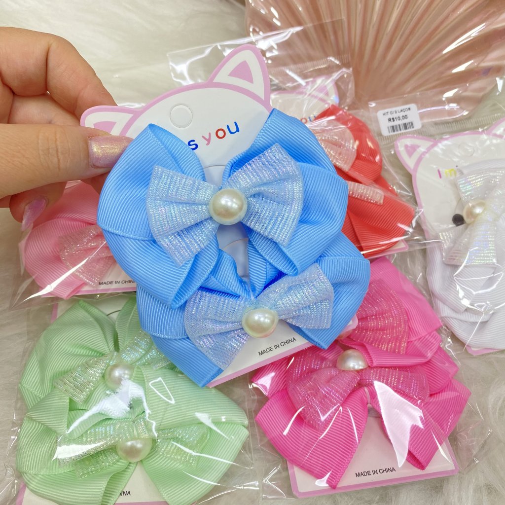 Kit 2 laço de cabelo Laço e pérola ✨