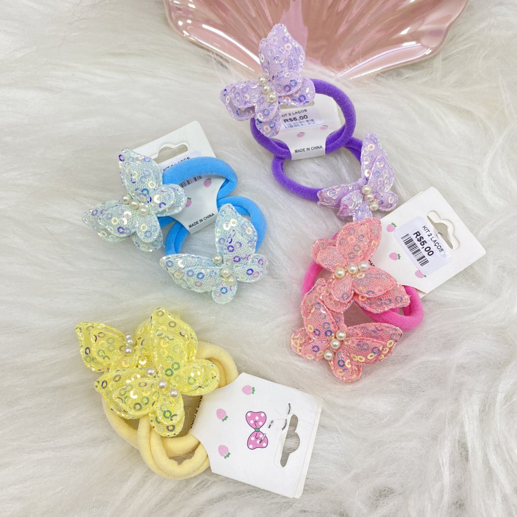 Kit 2 lacinho de cabelo infantil borboleta 🦋 