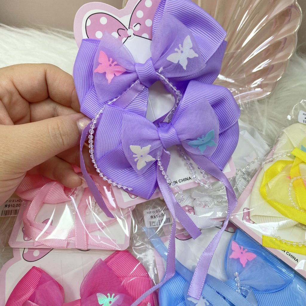 Kit 2 presilha laço com detalhes e borboletas 🦋 