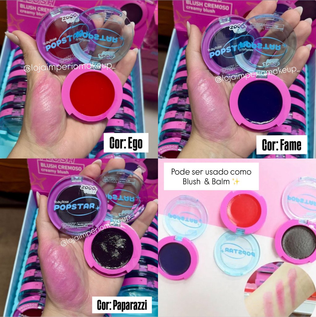 Blush Cremoso Crazy Flush Linha PopStar Vibes 2000 - Ruby Rose BLU0093