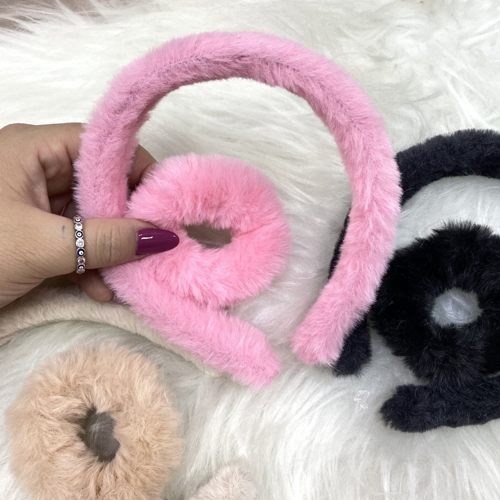 Tirara pelúcia com lacinho🩷 Ajuda a segurar o cabelo para fazer Skincare e Maquiagem! 