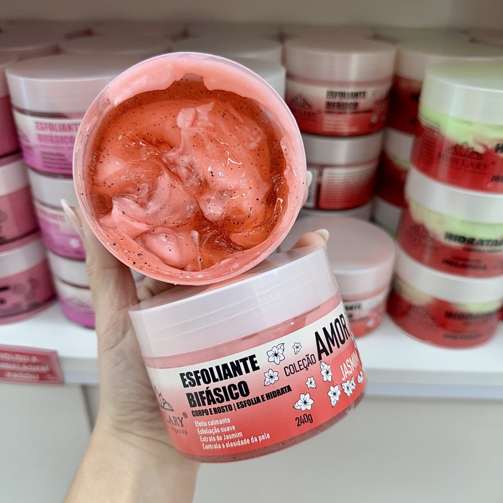 Esfoliante Bifásico Corpo E Rosto | Esfolia E Hidrata Coleção Amor (Jasmim) - Miss Lary ESF0070