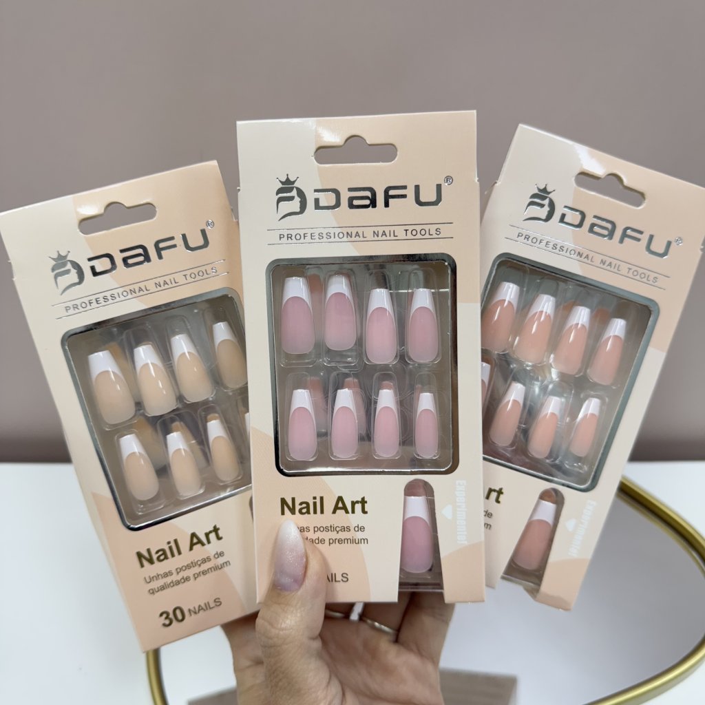 Kit Unha Postiças FRANCESINHA Bailarina Longa 30 Pçs Nail Art UNDF1407-2 - Dafu UP0149