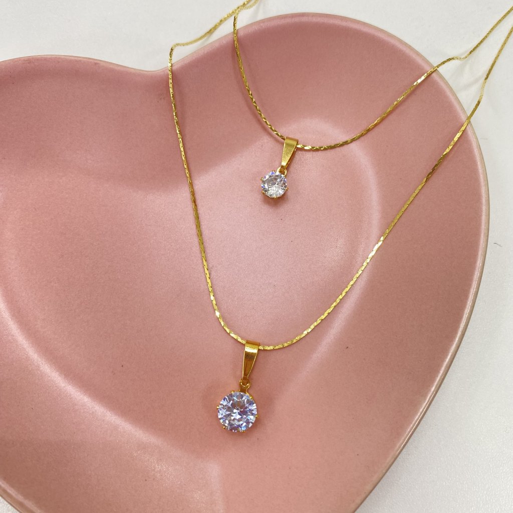 Colar duo dourado folheado fio persiana liso e ponto de luz ✨