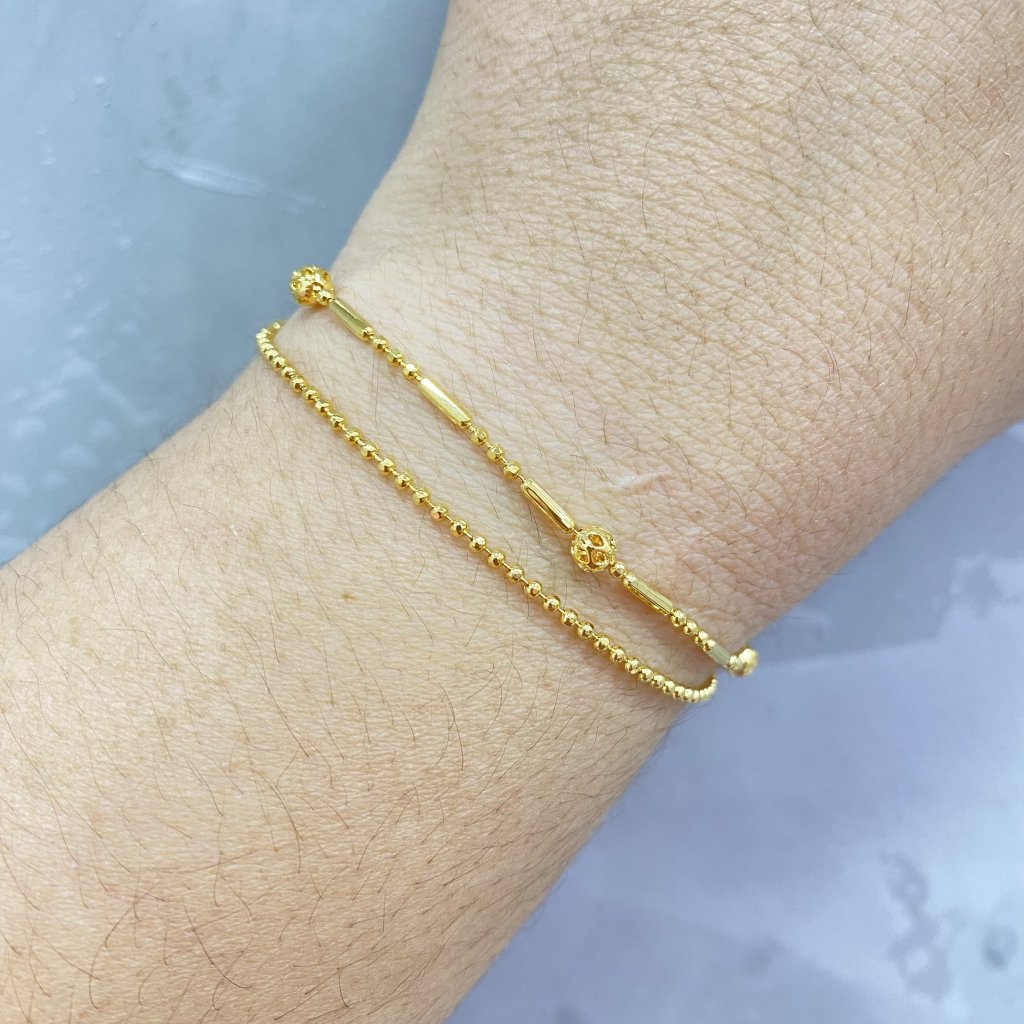 Pulseira dourado folheado modelo fio bolinha e fio detalhado e bolinha ✨