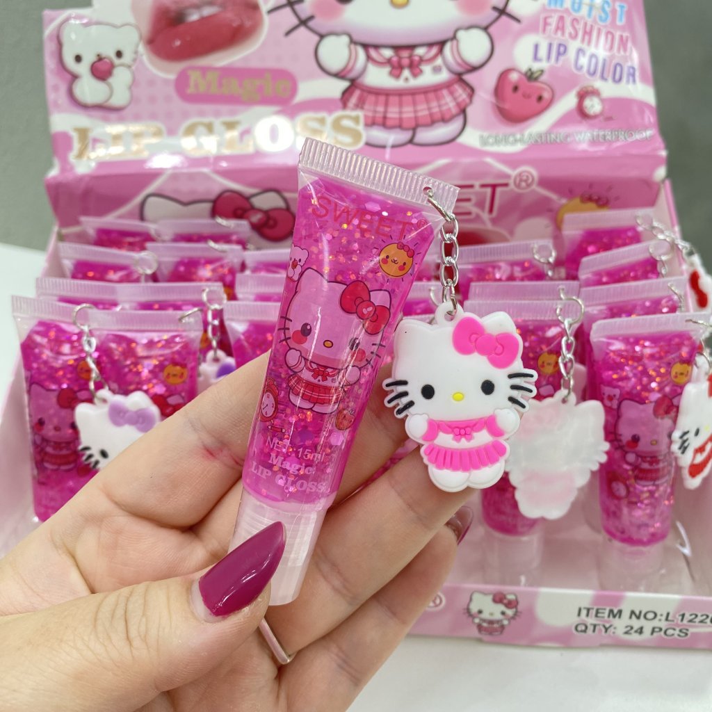 Gloss labial mágico com chaveiro Hello kitty- Sweet 