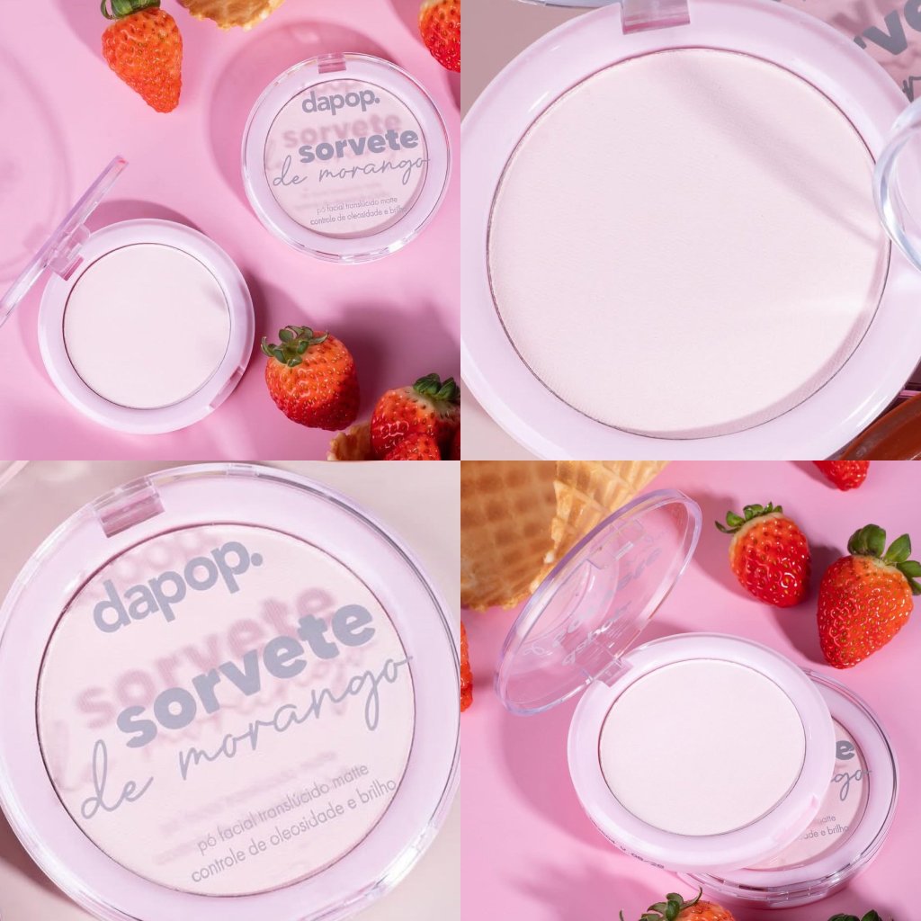 Pó Facial Translúcido Matificante • Sorvete de morango 🍓 • Dapop 