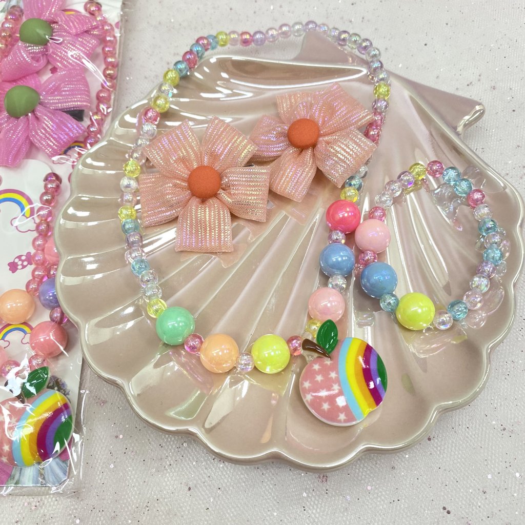 Kit infantil colar + pulseira e presilha flor 🌸 