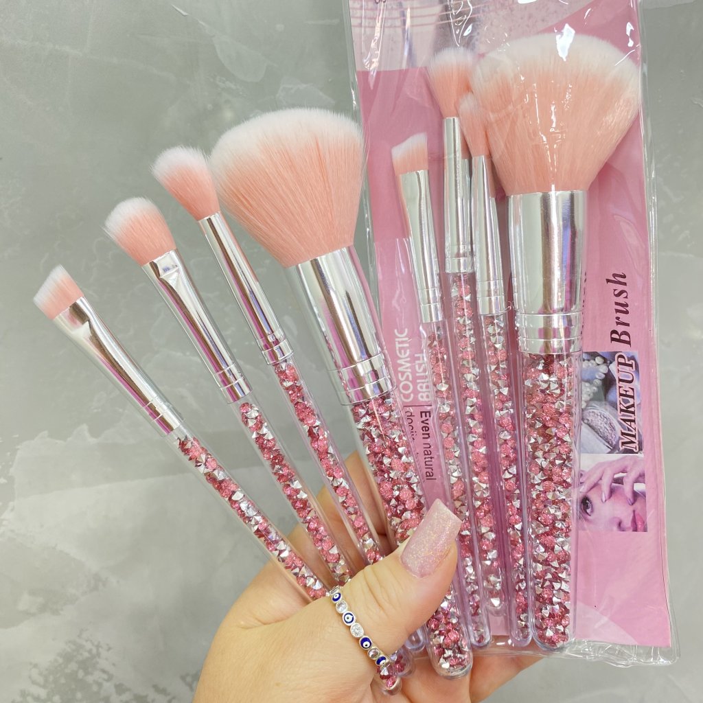 Kit com 4 pincéis Cabo Crystal ROSA - Have ever 
