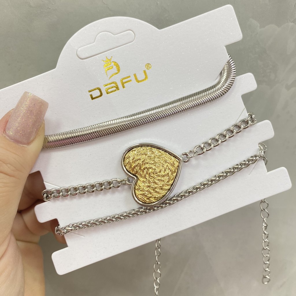 Kit 3 pulseira modelo coração detalhado - Dafu 