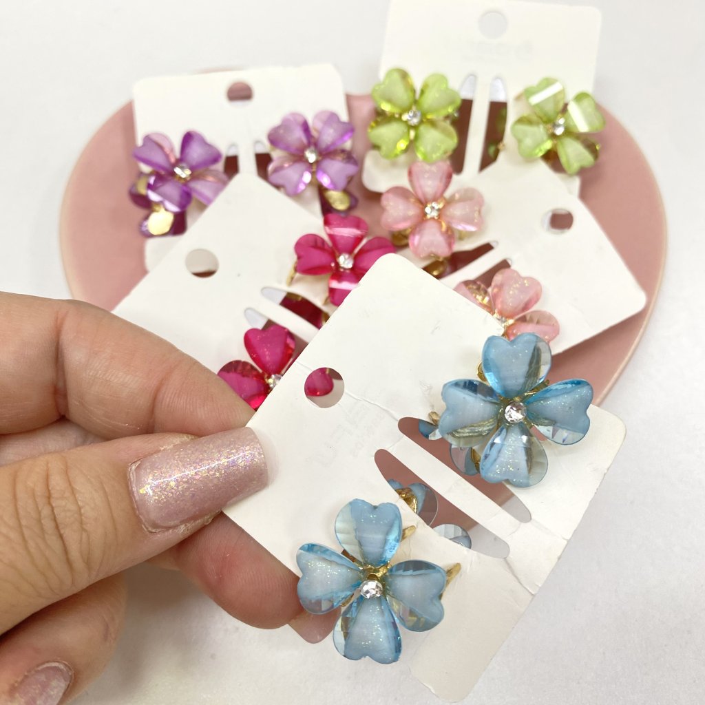 Duo mini presilha flor brilho ✨