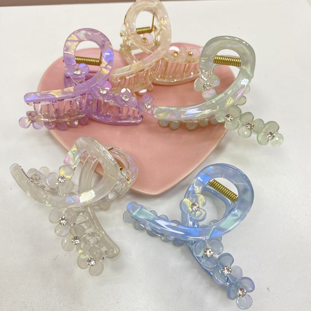 Presilha média em acrílico modelo em L florido ✨