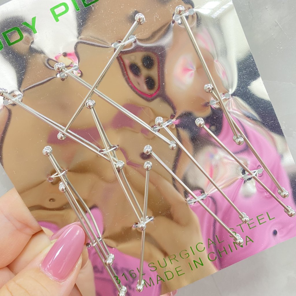 Piercing em aço inox Transversal fino 