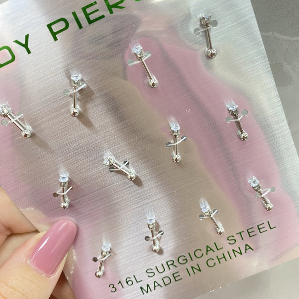 Piercing em aço inox mini ponto de luz e bolinha ✨