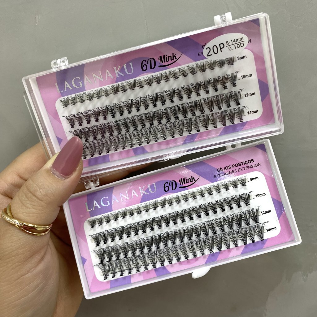 Cílios Postiço Tufinho 20P 8-14mm 0.10D 6D Mink - Laganaku CP0141