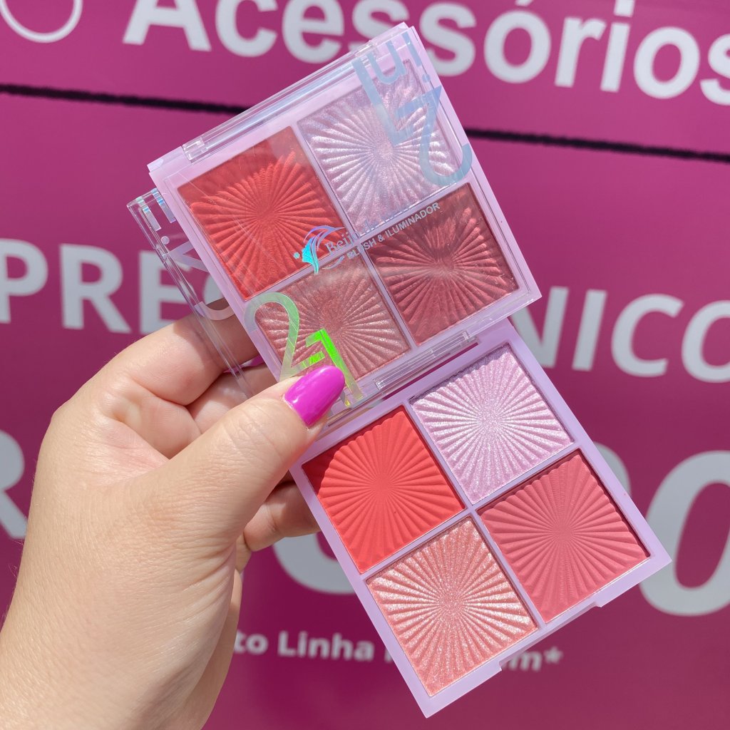 Paleta de blush e iluminador - Beijo de neve (03) BLU0117