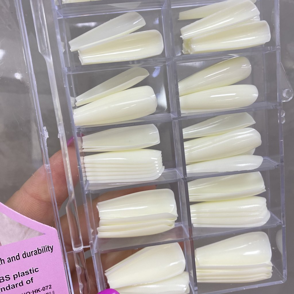 Kit C/ 100 Unhas Postiça Bailarina Grande Leitosa HK-072 - YUYaozhi UP0167