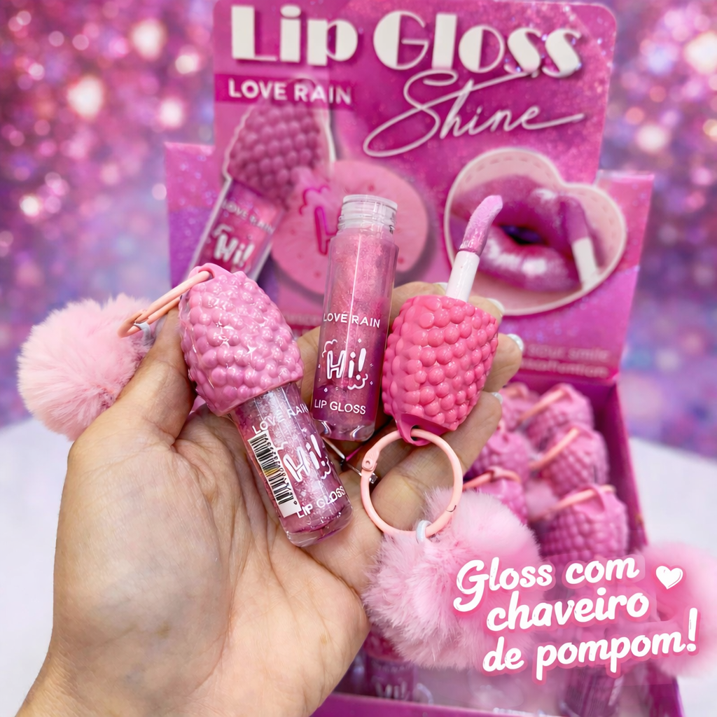 Lip Gloss Shine Com PomPom - Love Rain (LR-5911)