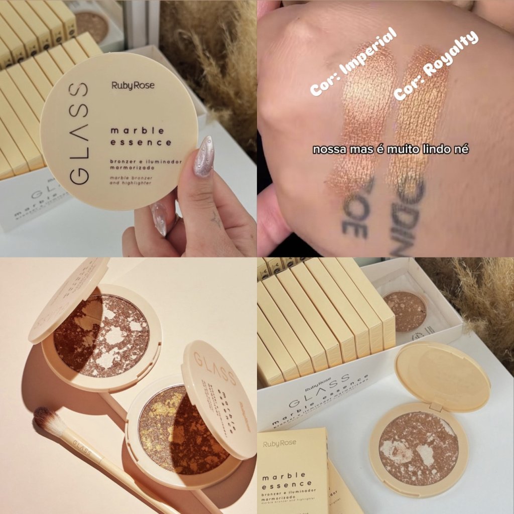 Bronzer e Iluminador Marmorizado Marble Essence Linha Glass - Ruby Rose
