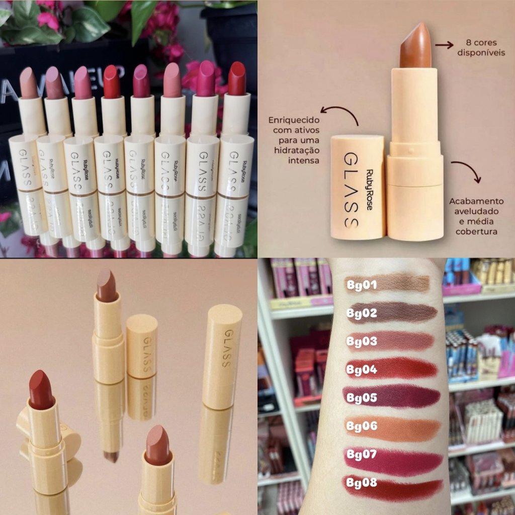 Batom em Bala 💄 Velvety Linha Glass - Ruby Rose 