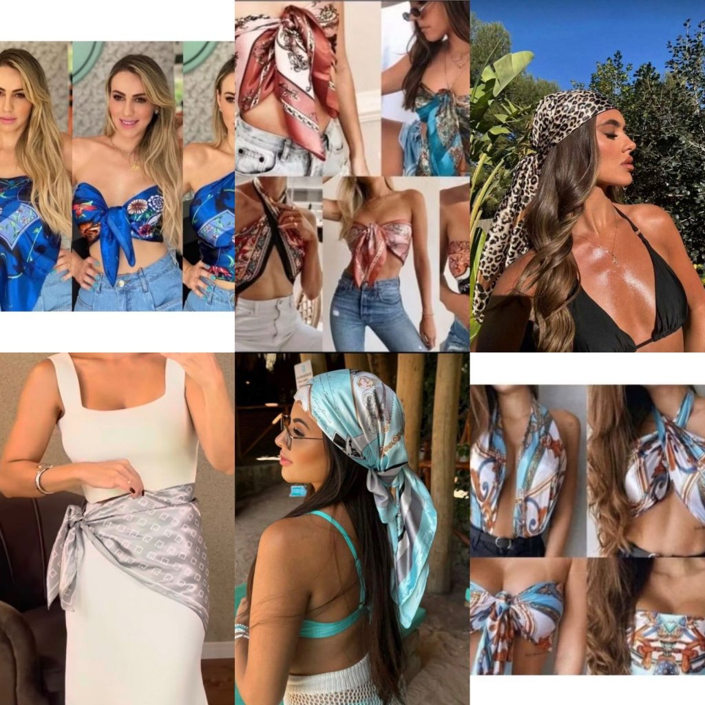 Lenço em seda estampada Tamanho grande ✨