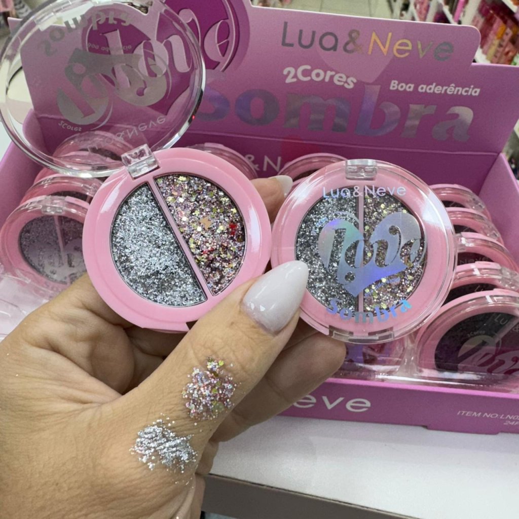 Sombra duo Glitter prensado (01) - Lua e neve