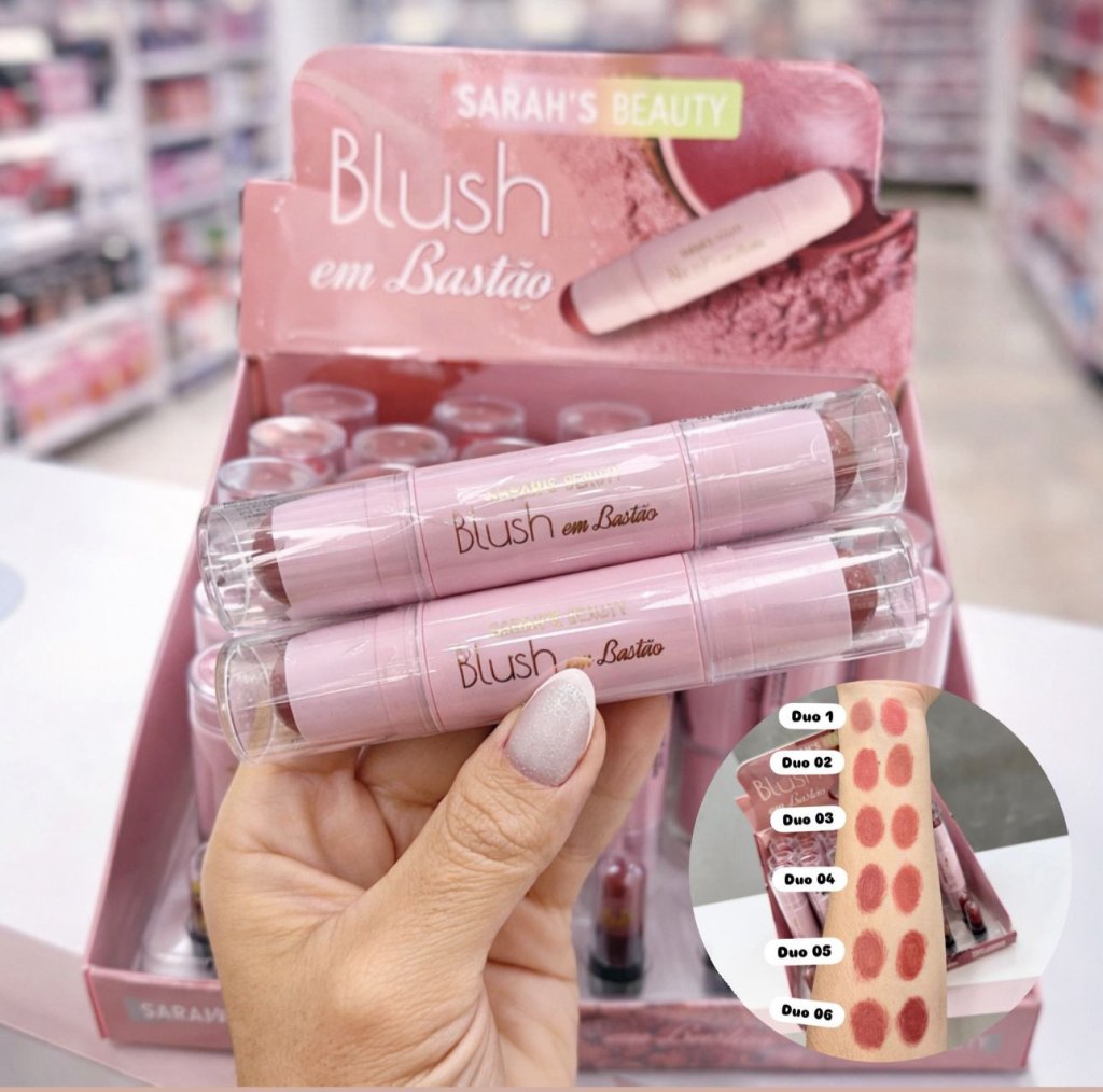 Blush em bastão Duo cor - Sarah’s Beauty 