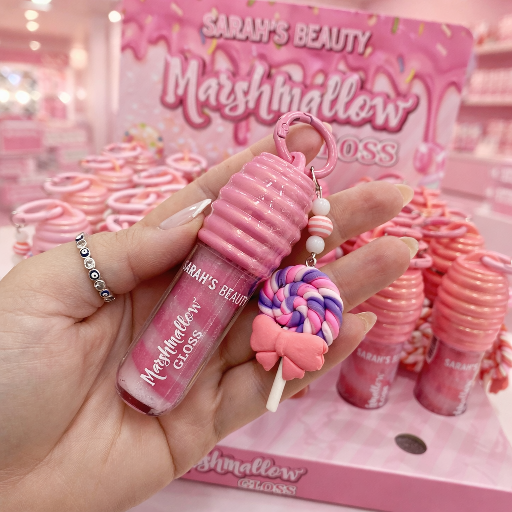 Gloss labial Marshmallon chaveiro pirulito 🍭 - Sarahs Beauty 
