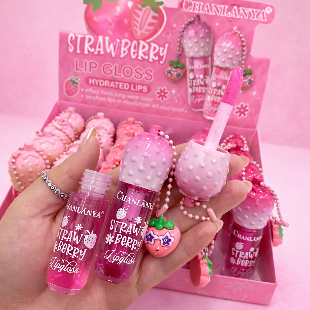 Gloss labial mágico StrawBerry com chaveiro - Chanlanya