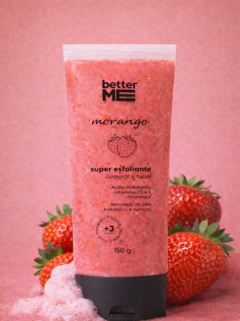 Super Esfoliante Corpo e Rosto Morango 🍓 Bisnaga 150g - Better Me 
