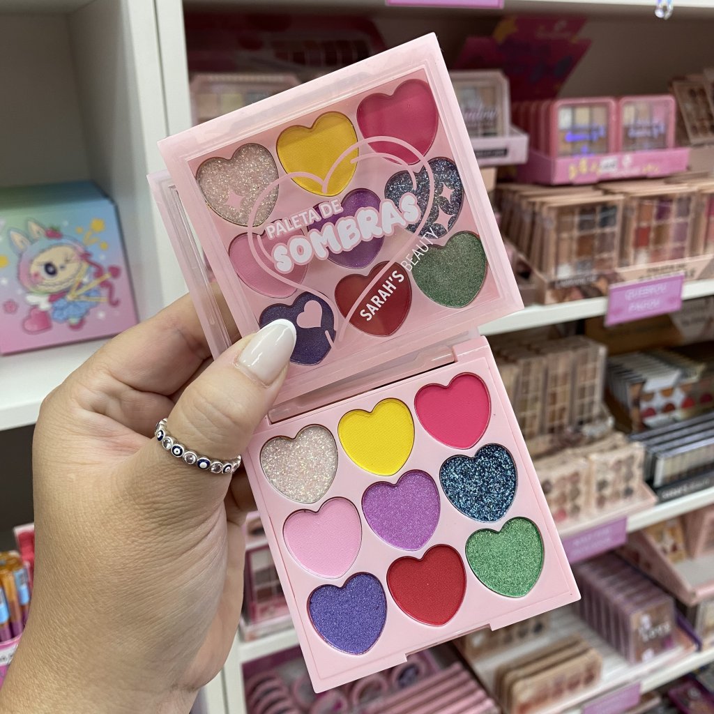 Paleta de sombra 9 cores (A) coração  S6750 - Sarah’s Beauty 