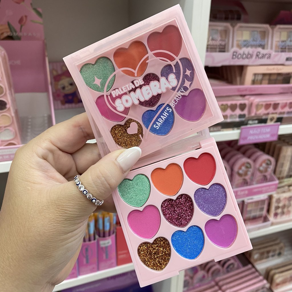 Paleta de sombra 9 cores (B) coração  S6750 - Sarah’s Beauty