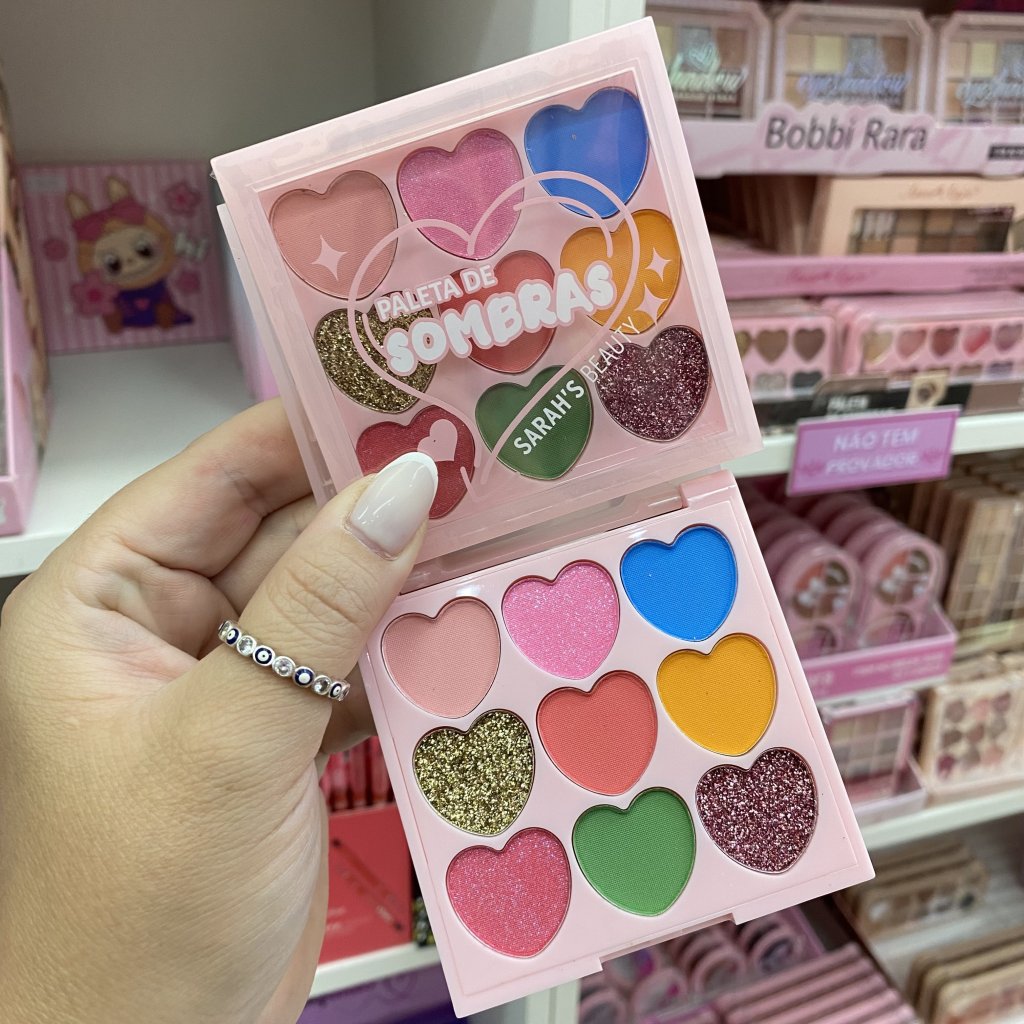 Paleta de sombra 9 cores (C) coração  S6750 - Sarah’s Beauty