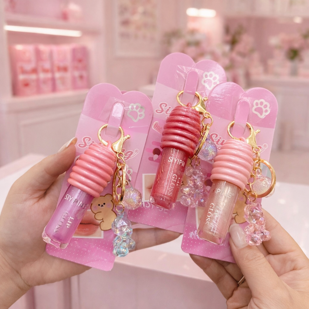 Gloss labial + chaveiro urso 🐻 - Siyiping