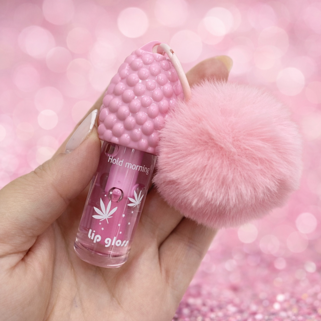 Gloss labial mágico + chaveiro Pompom Rosa HL6293 - Hold Morning 