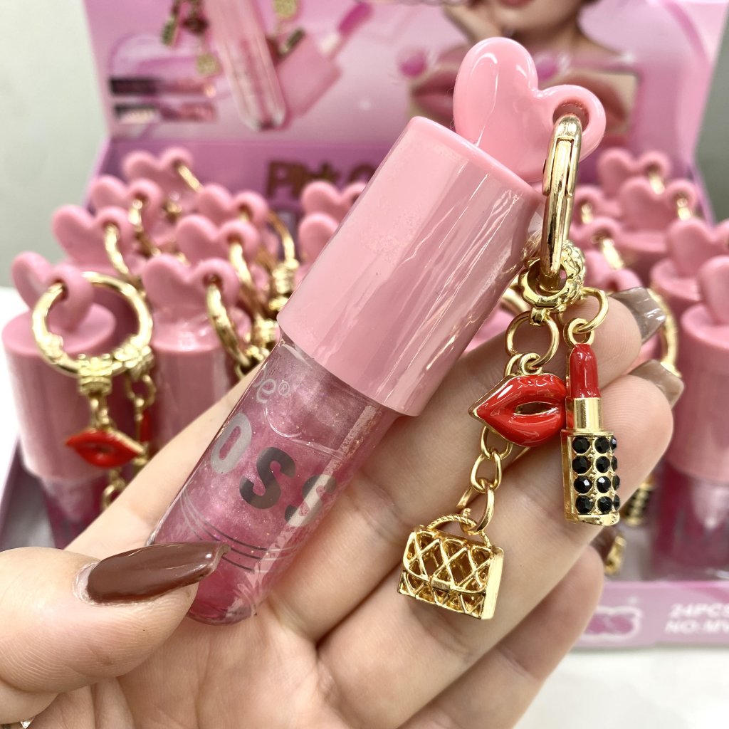 Lip gloss labial mágico + chaveiro boquinha e batom 💄 - Pink Grape