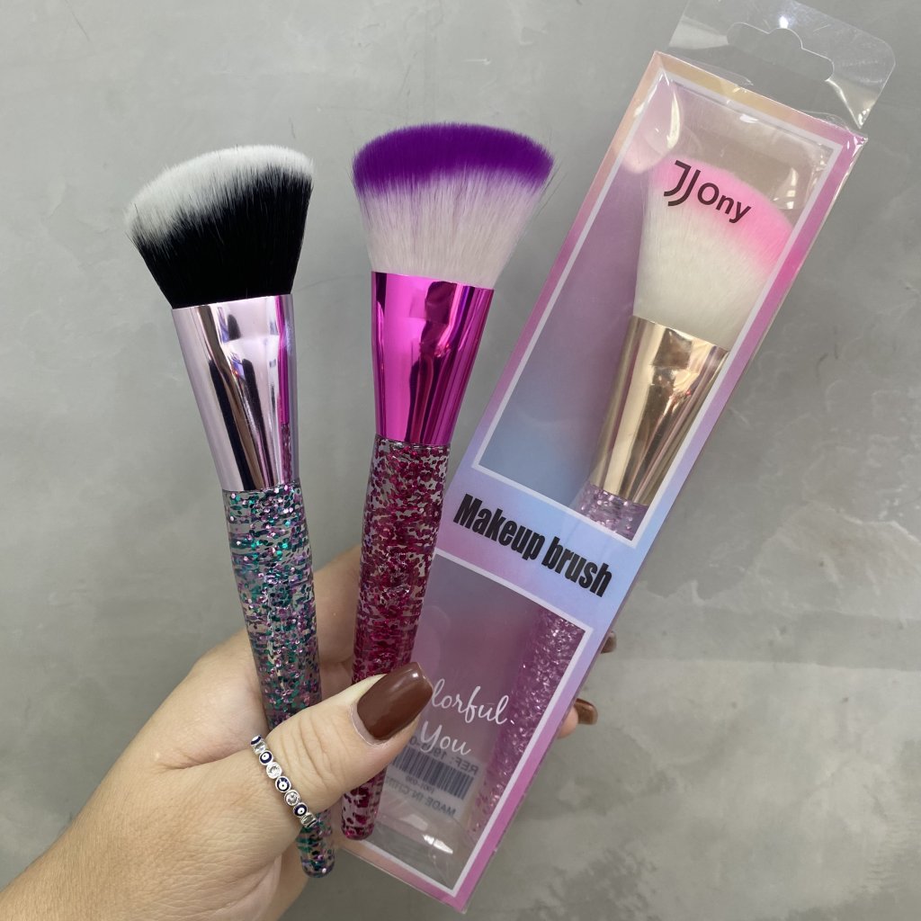 Pincel chanfrado para blush/contorno (cabo glitter) - Jjony