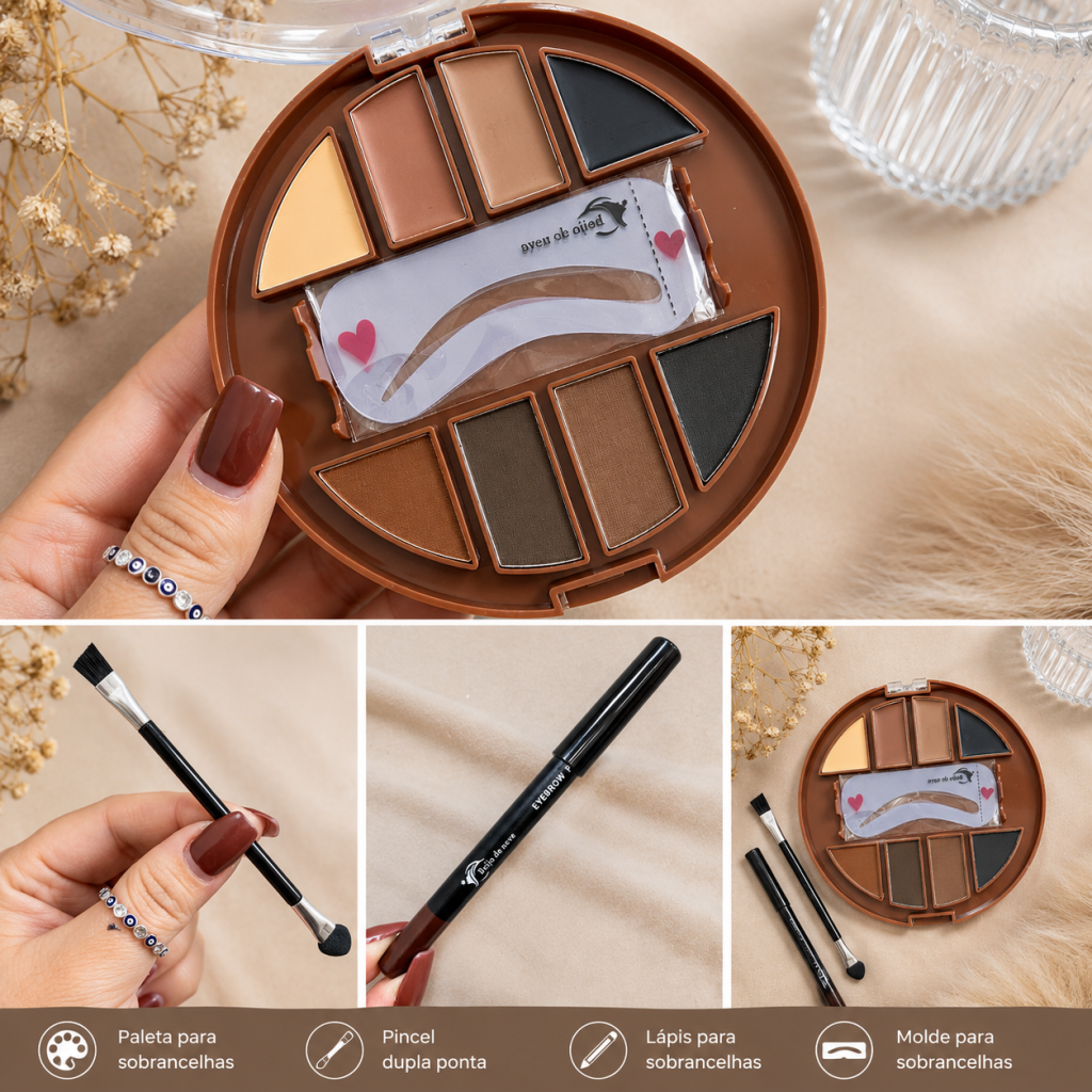 (PREMIUM) Paleta EyeBrow para Sobrancelha BN7015 (02) - Beijo de Neve