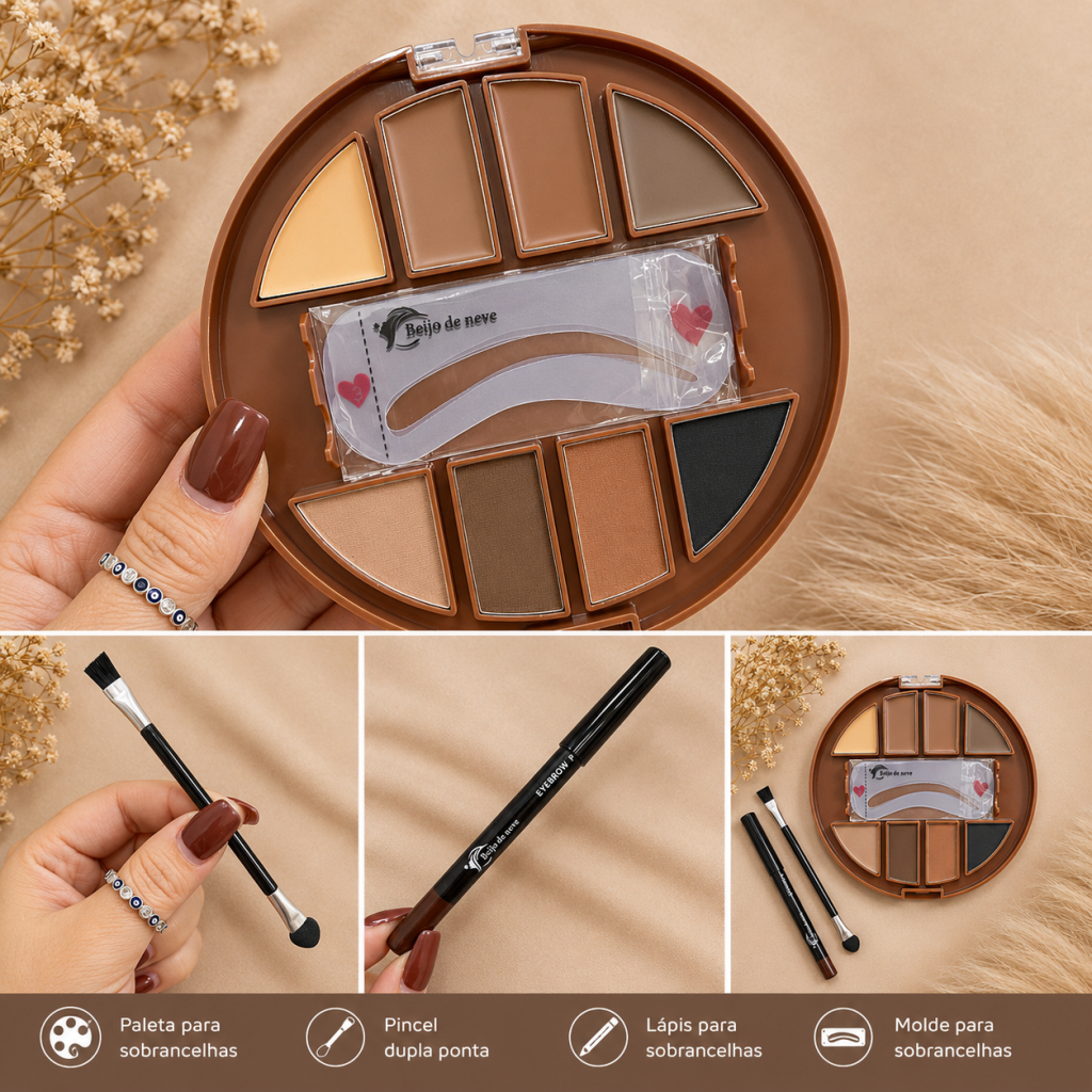 (PREMIUM) Paleta EyeBrow para Sobrancelha BN7015 (01) - Beijo de Neve