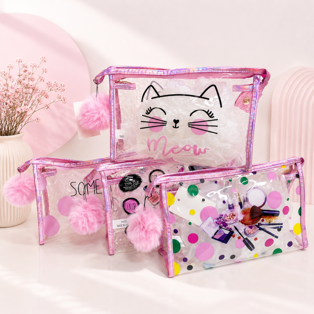 Necessaire transparente c/ Rosa (Médio) 