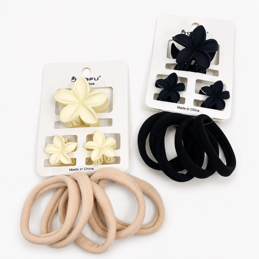 Kit presilha flor pontuda + elástico - Dafu