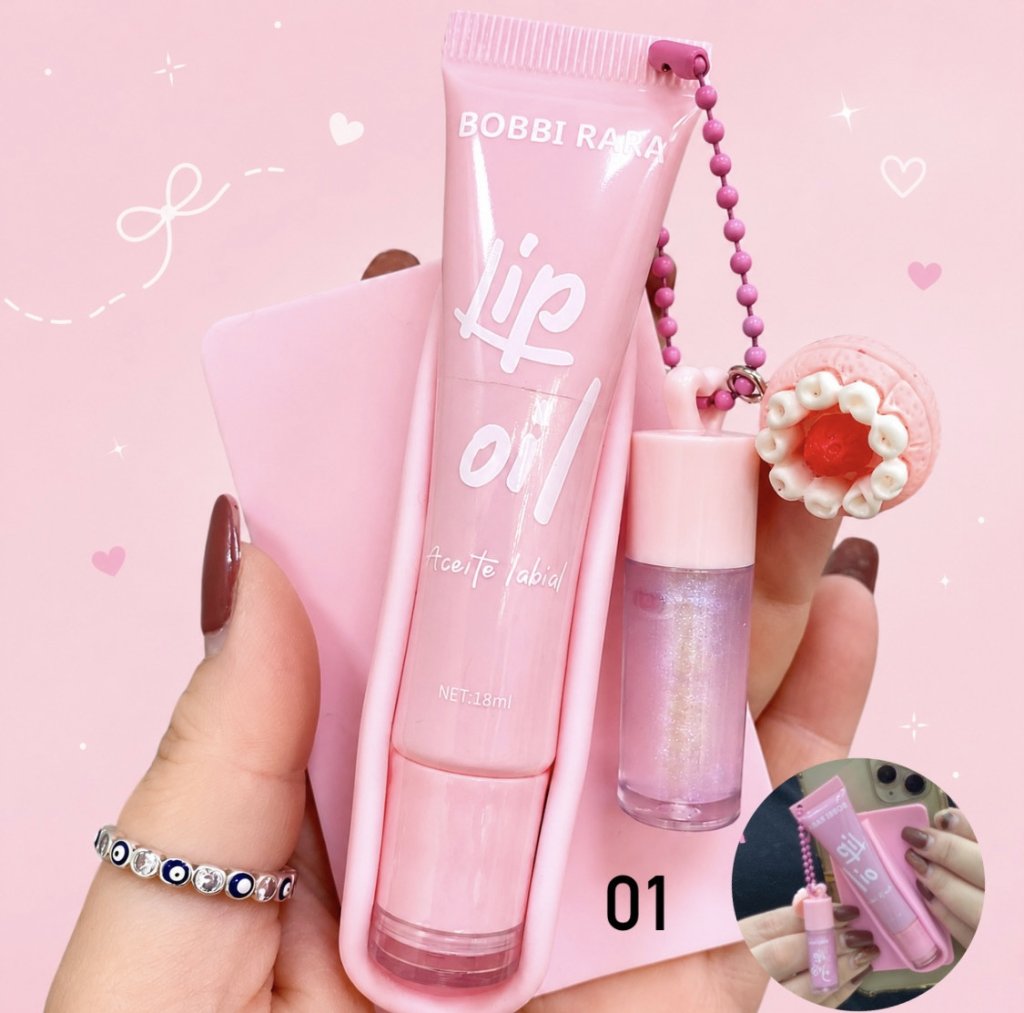 (PREMIUM) Gloss labial 2 em 1 com adesivo par celular - Bobbi Rara