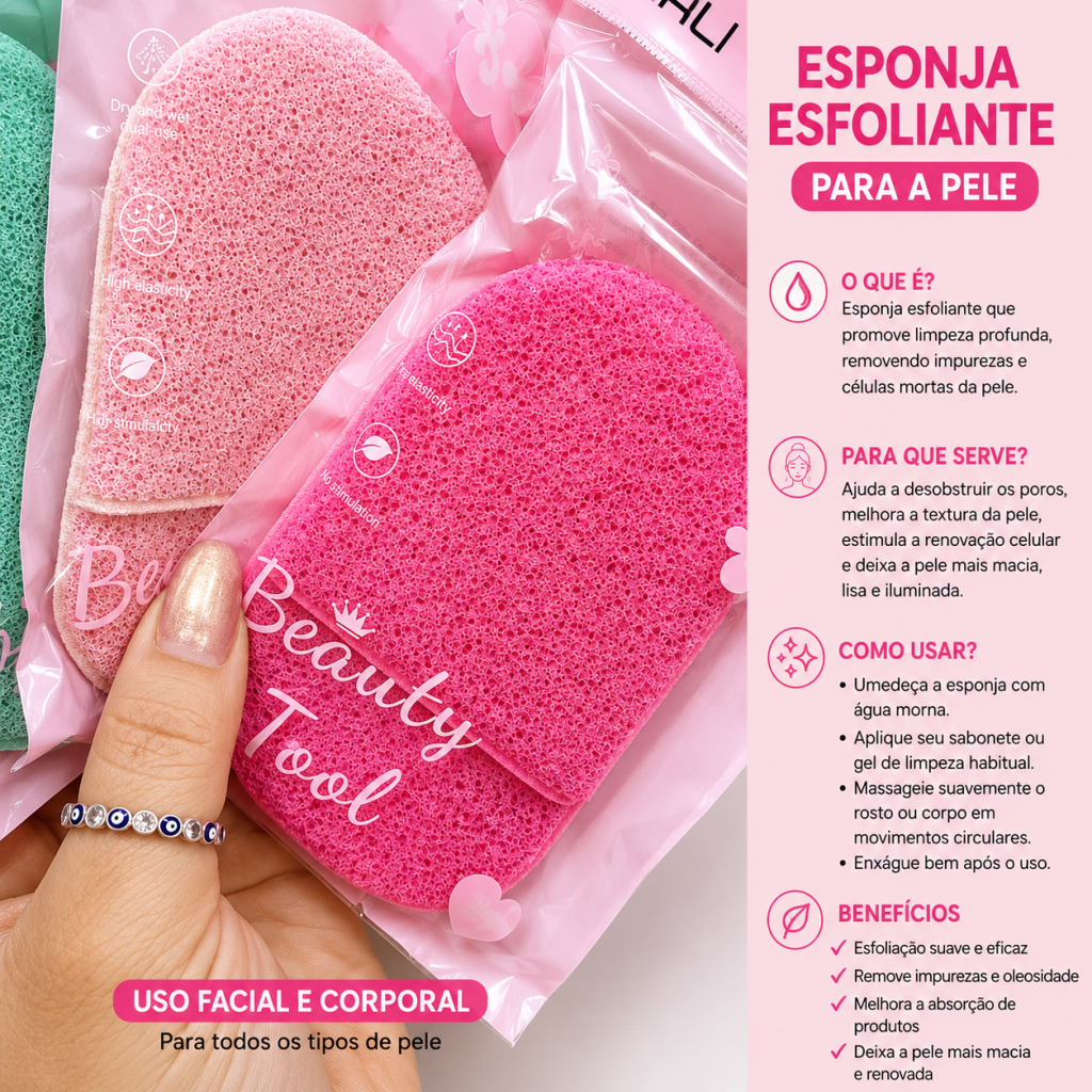 Esponja para limpeza e esfoliação (oval) Qianlili 