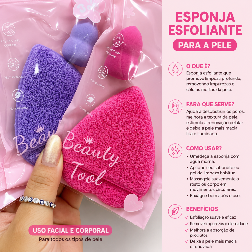 Esponja para limpeza e esfoliação (coração) - Qianlili