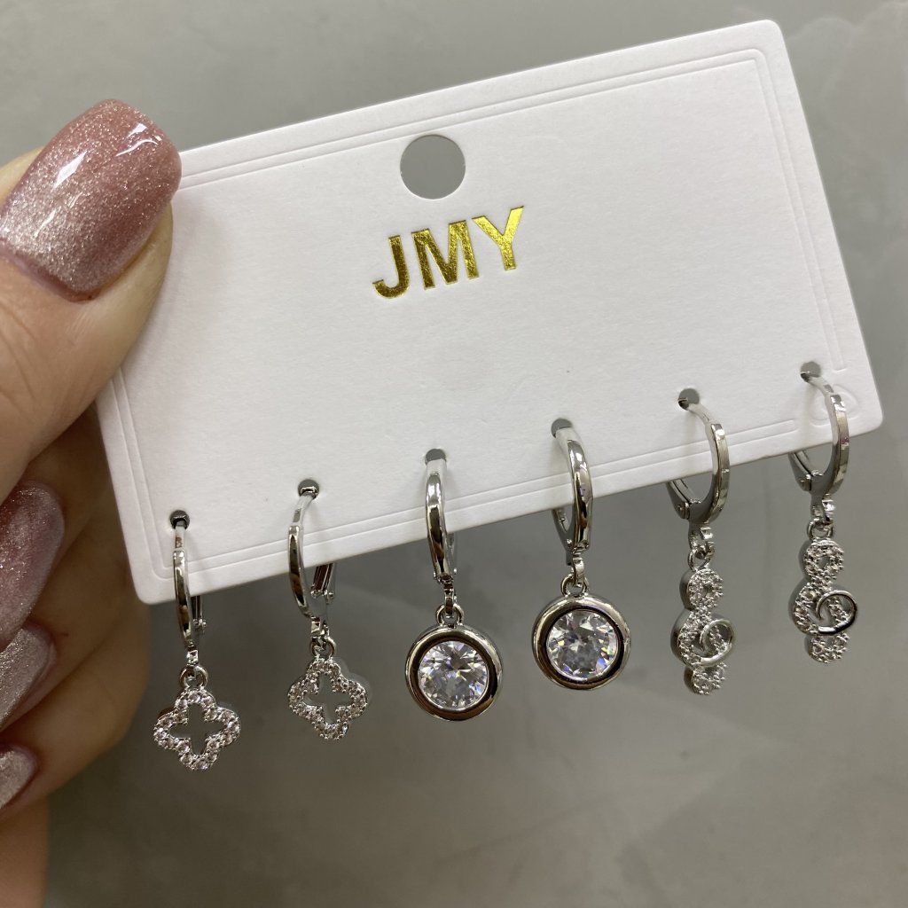 Trio de argolas com pingente bijoux fina ✨