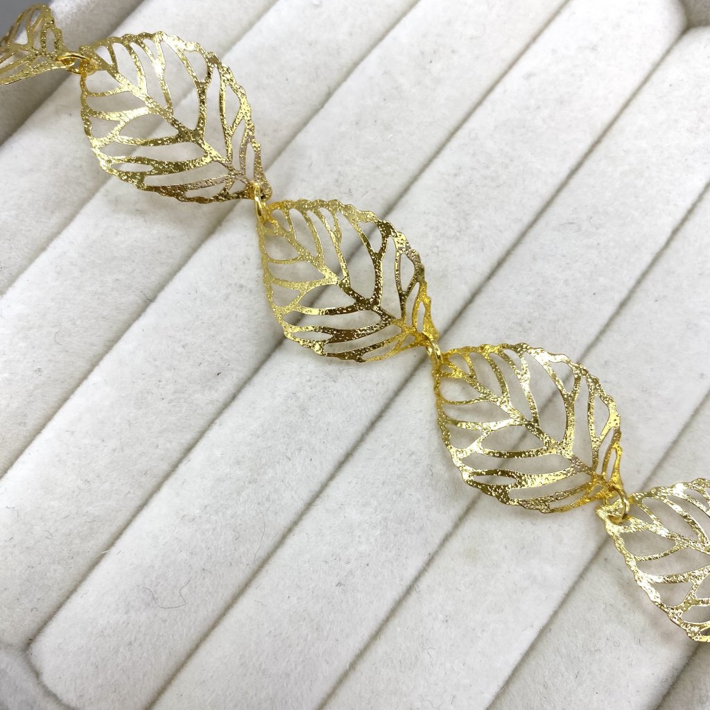 Pulseira dourado folheado Modelo folha fina ✨