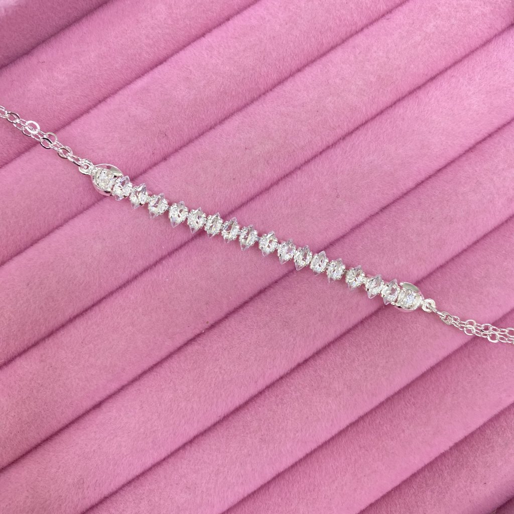 Pulseira prata folheada mini pedrinhas cravejada ✨
