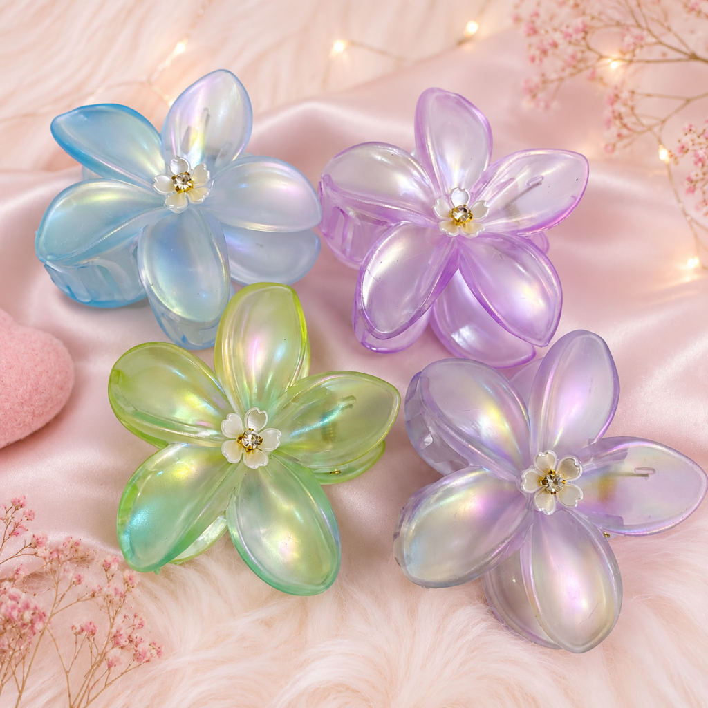 Presilha flor holográfica e detalhe flor no meio ✨