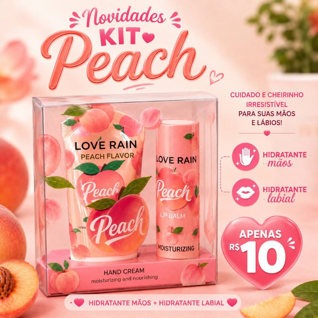 Kit hidratante + Balm labial Peach - Lové Rain 