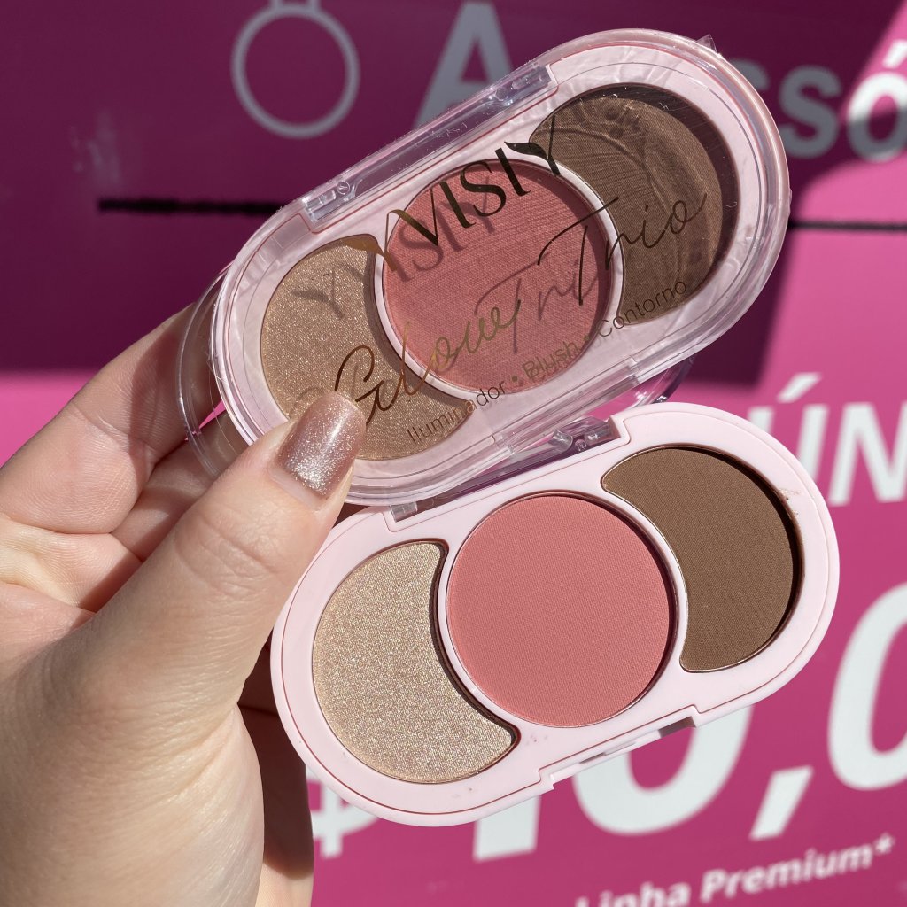 Paleta 3 Em 1 Blush, Iluminador E Contorno (B) - Yvisiy ILU0119